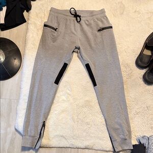 Gray Sweatpants with Black Accents